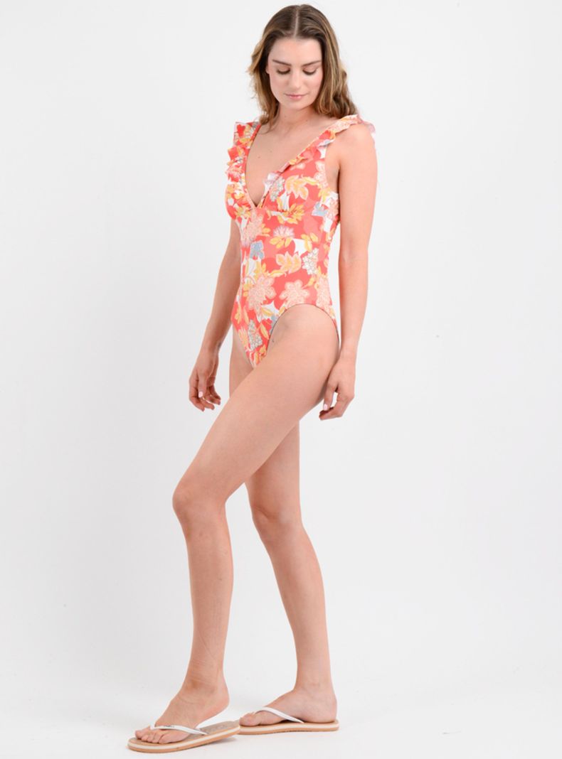 Traje de Baño con Volantes Cortes-3