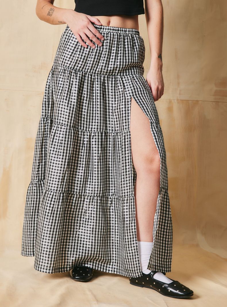 Falda Midi Cuadros Maxi-0