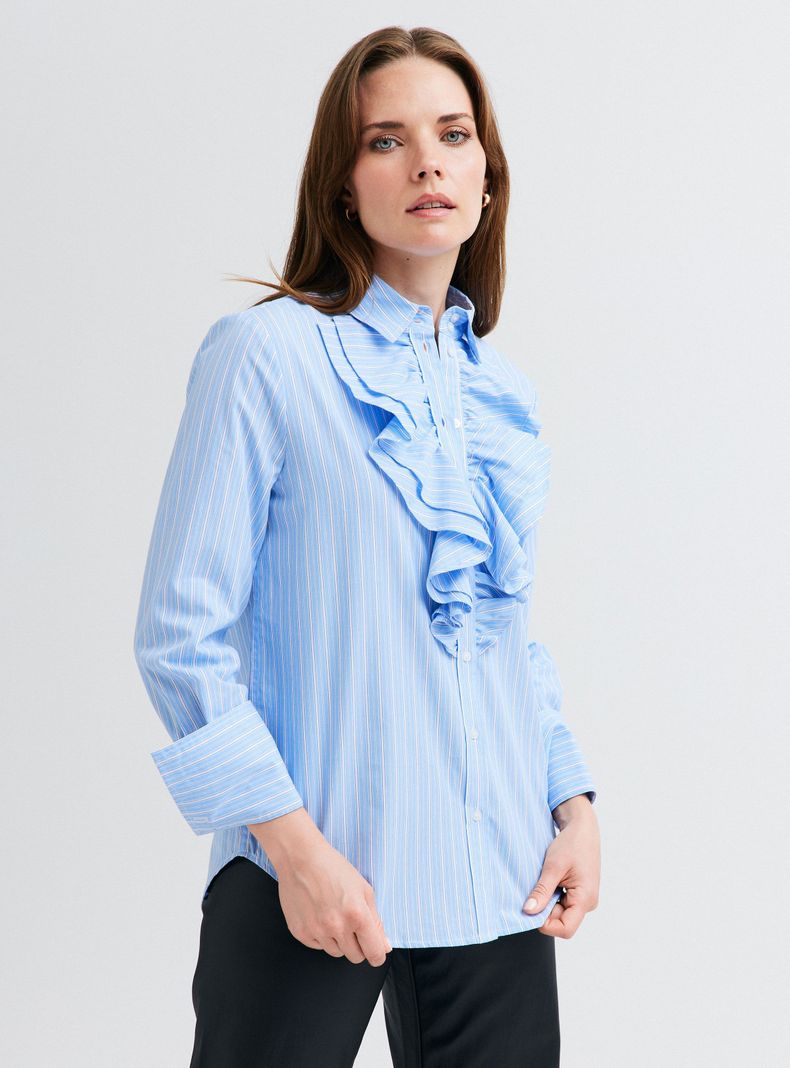 Blusa Popelina a Rayas y Volantes en Delantero-0