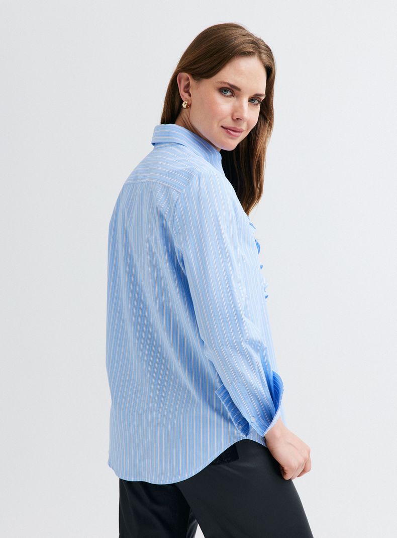 Blusa Popelina a Rayas y Volantes en Delantero-1