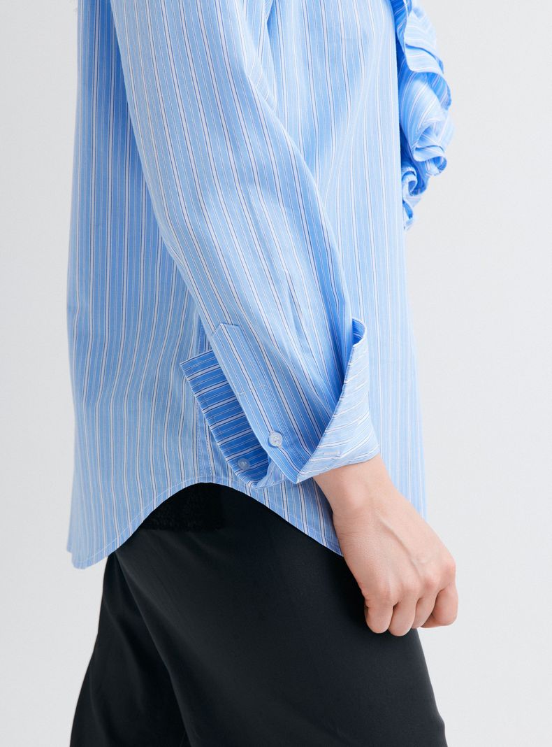 Blusa Popelina a Rayas y Volantes en Delantero-3