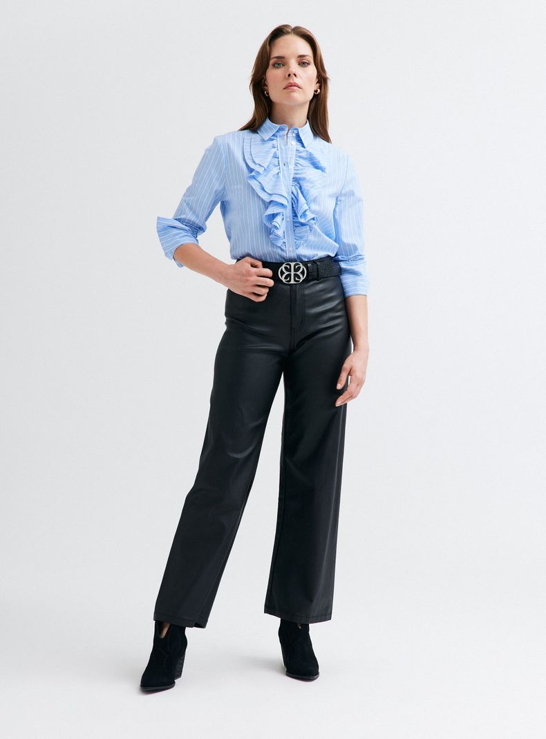 Blusa Popelina a Rayas y Volantes en Delantero-4