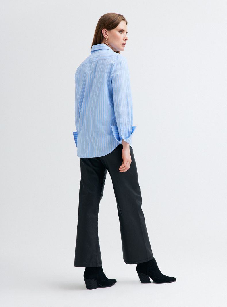 Blusa Popelina a Rayas y Volantes en Delantero-5