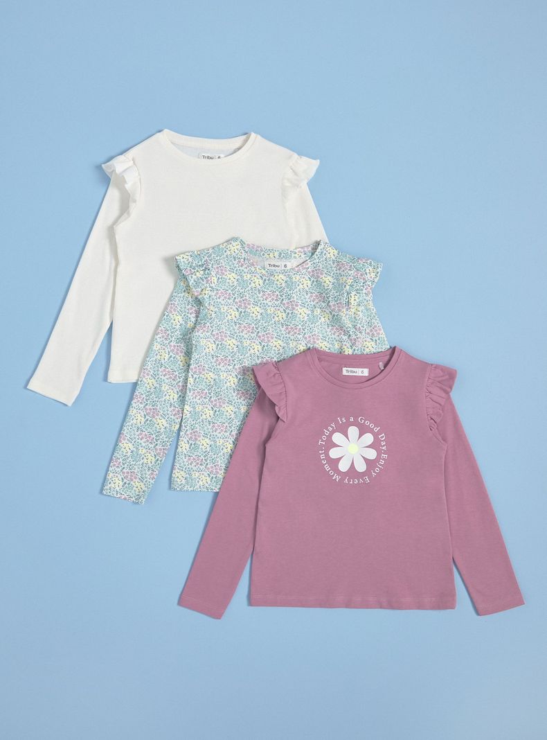 Polera Tripack Lisa y Estampada-3