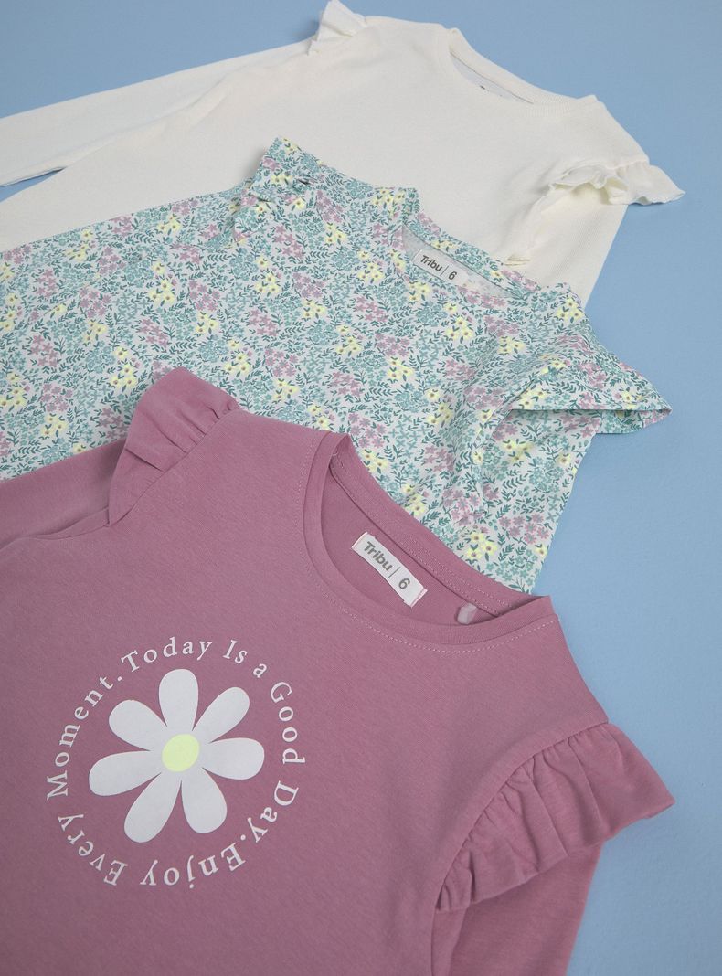 Polera Tripack Lisa y Estampada-5