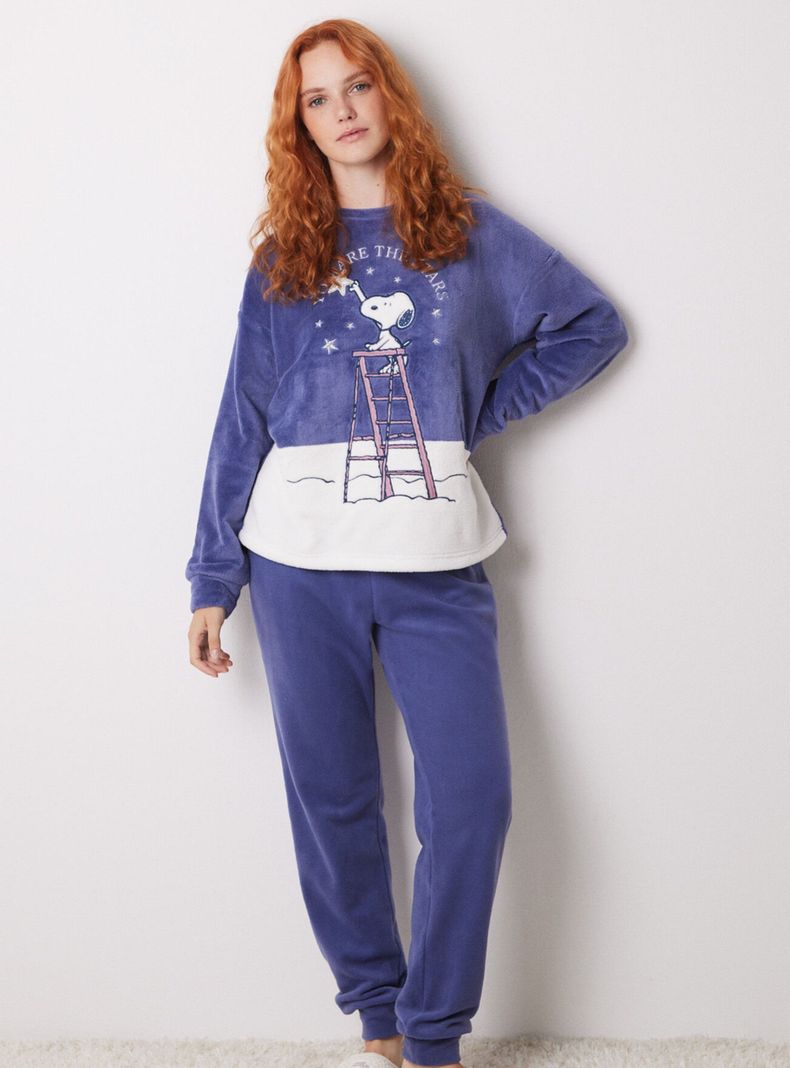 Pijama Largo Polar Snoopy Stars-0