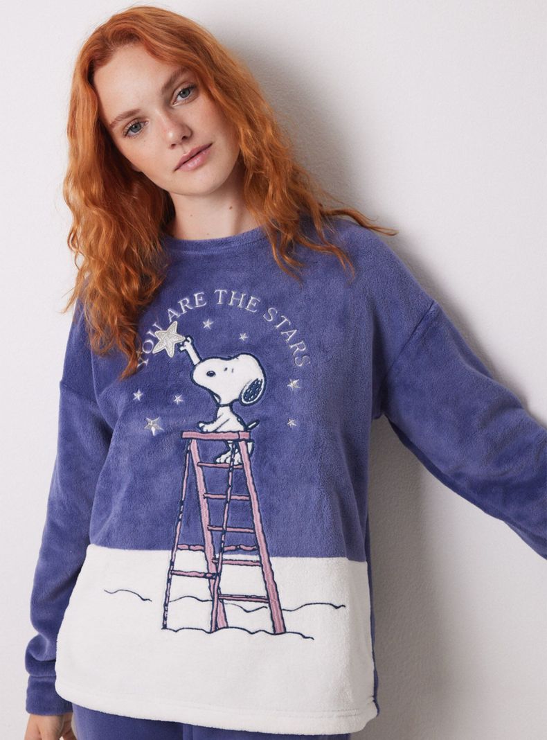Pijama Largo Polar Snoopy Stars-3