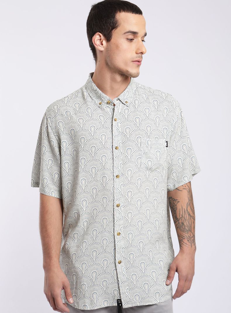 Camisa Manga Corta Viscosa Print Mosaico Crudo-0