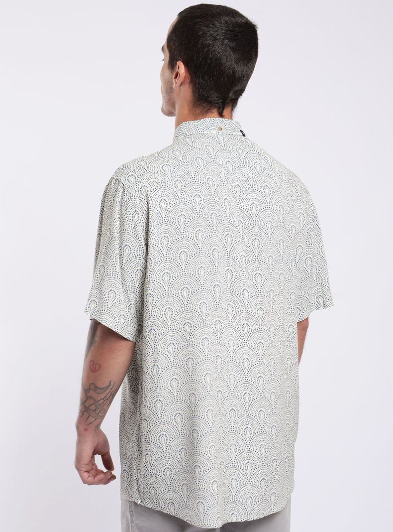Camisa Manga Corta Viscosa Print Mosaico Crudo-1