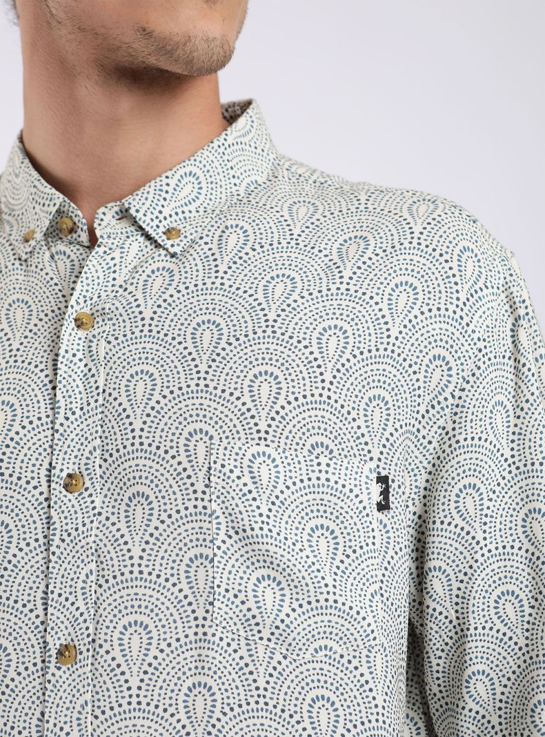 Camisa Manga Corta Viscosa Print Mosaico Crudo-2