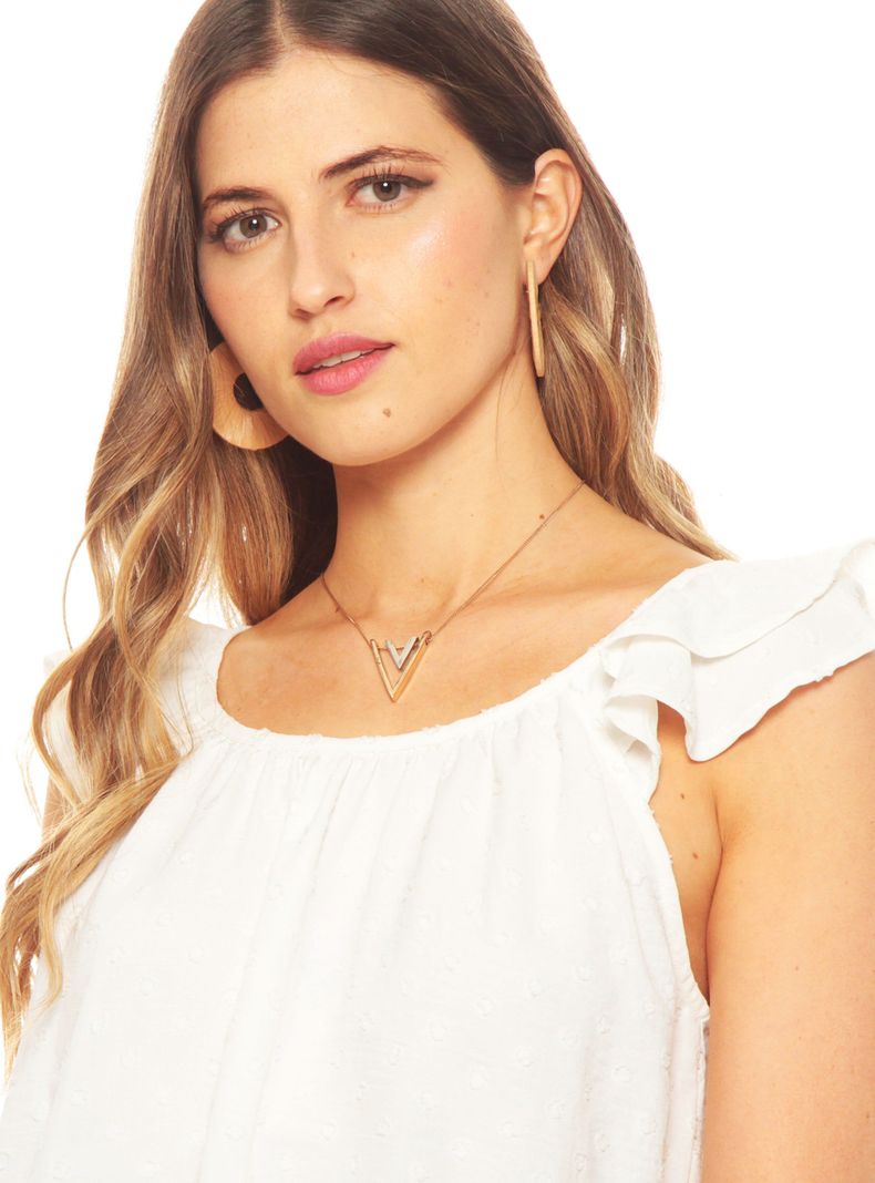 Blusa Sin Manga Sólida Escote Redondo 1-2