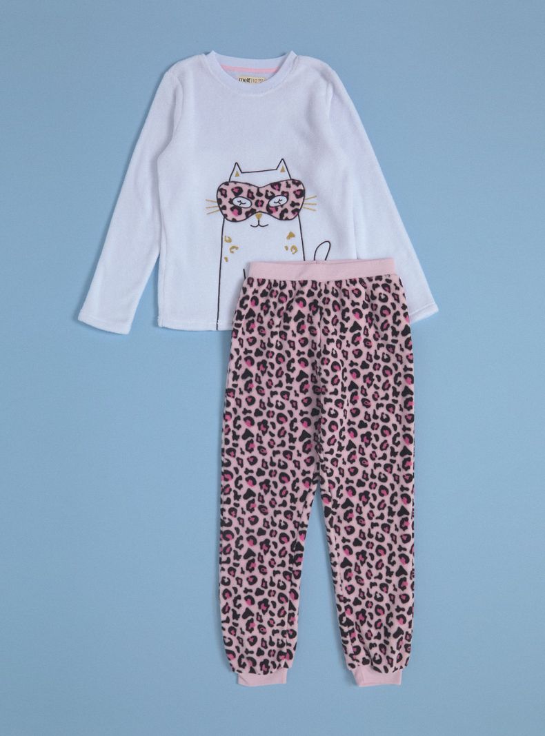 Pijama Coral Fleece Aplicación Bordado-0