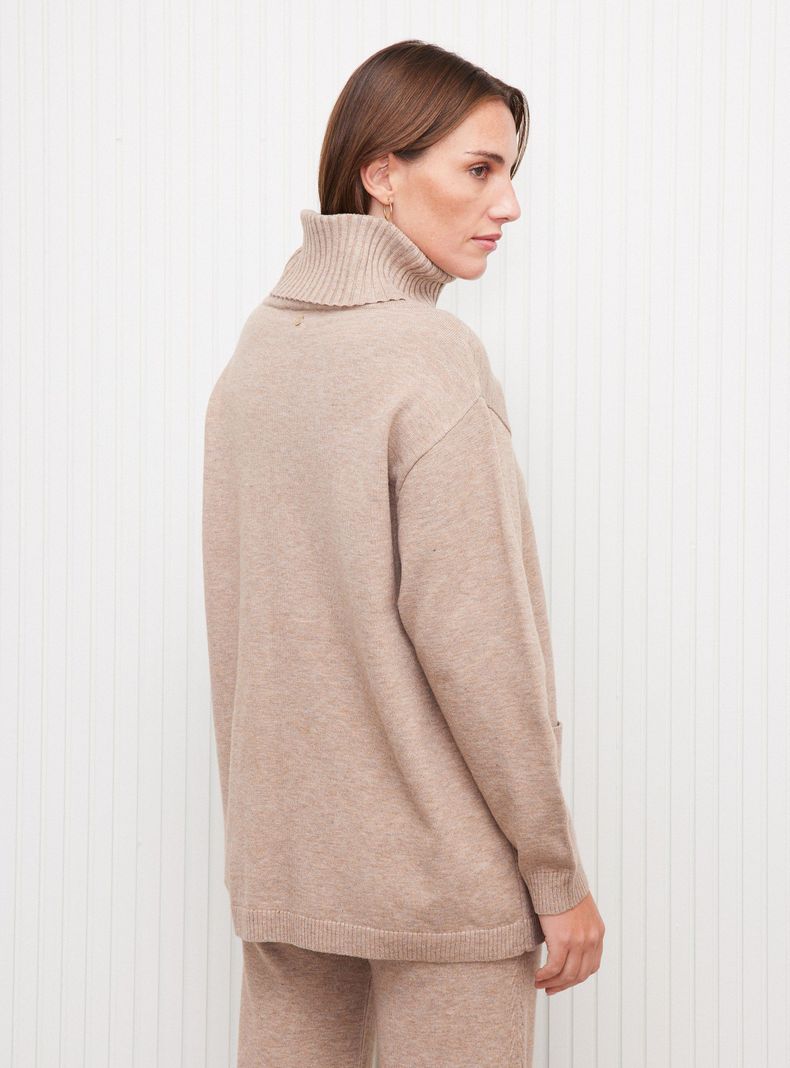 Sweater Cuello Alto Y Bolsillos Set Tejido-1