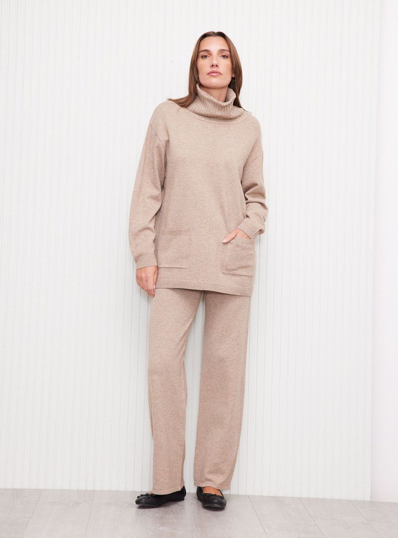 Sweater Cuello Alto Y Bolsillos Set Tejido-4