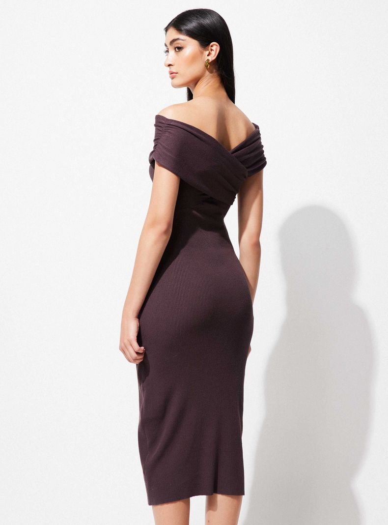 Vestido Ajustado Midi con Escote Cruzado-1
