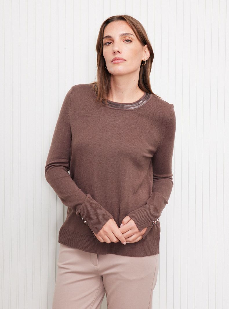 Sweater Cuello Redondo con Lentejuelas Opacas-0