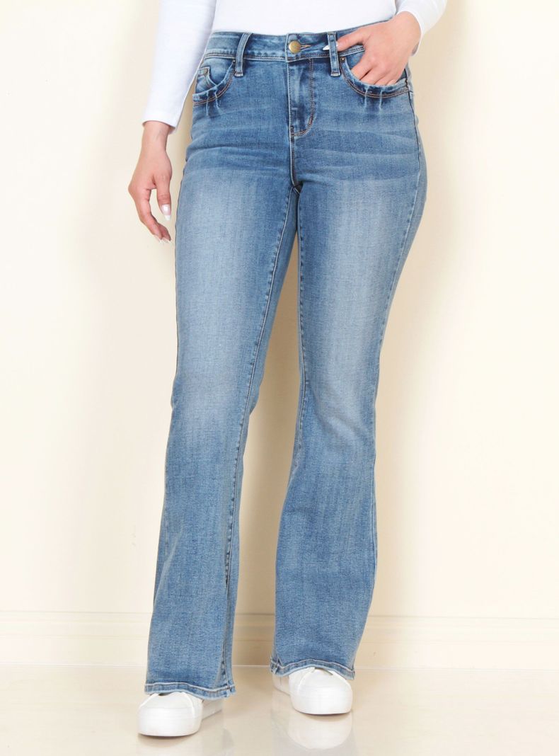 Jeans Flare Tiro Medio Pretina Wanna Bettabutt-0