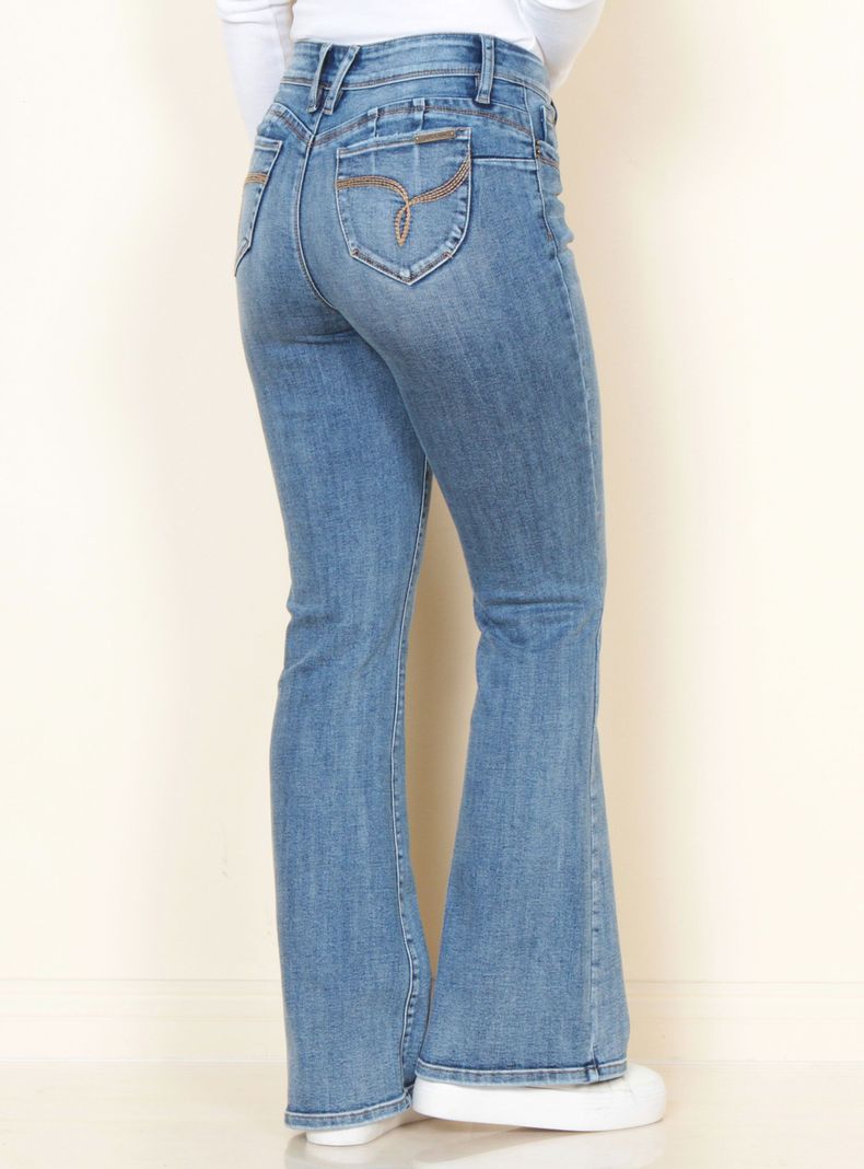 Jeans Flare Tiro Medio Pretina Wanna Bettabutt-1