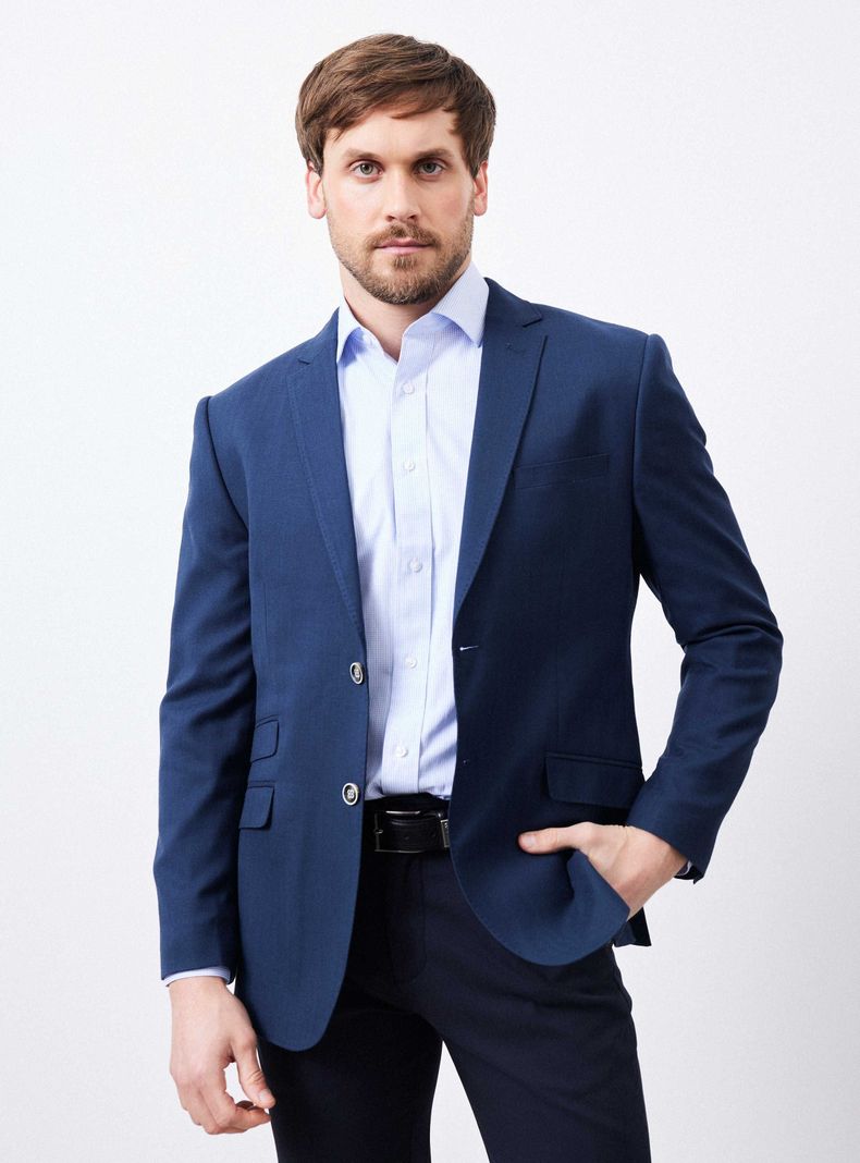 Vestón Recto Slim Fit Tela Lino Espigado-0