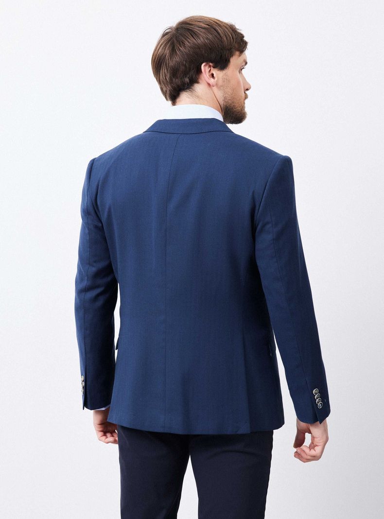 Vestón Recto Slim Fit Tela Lino Espigado-1