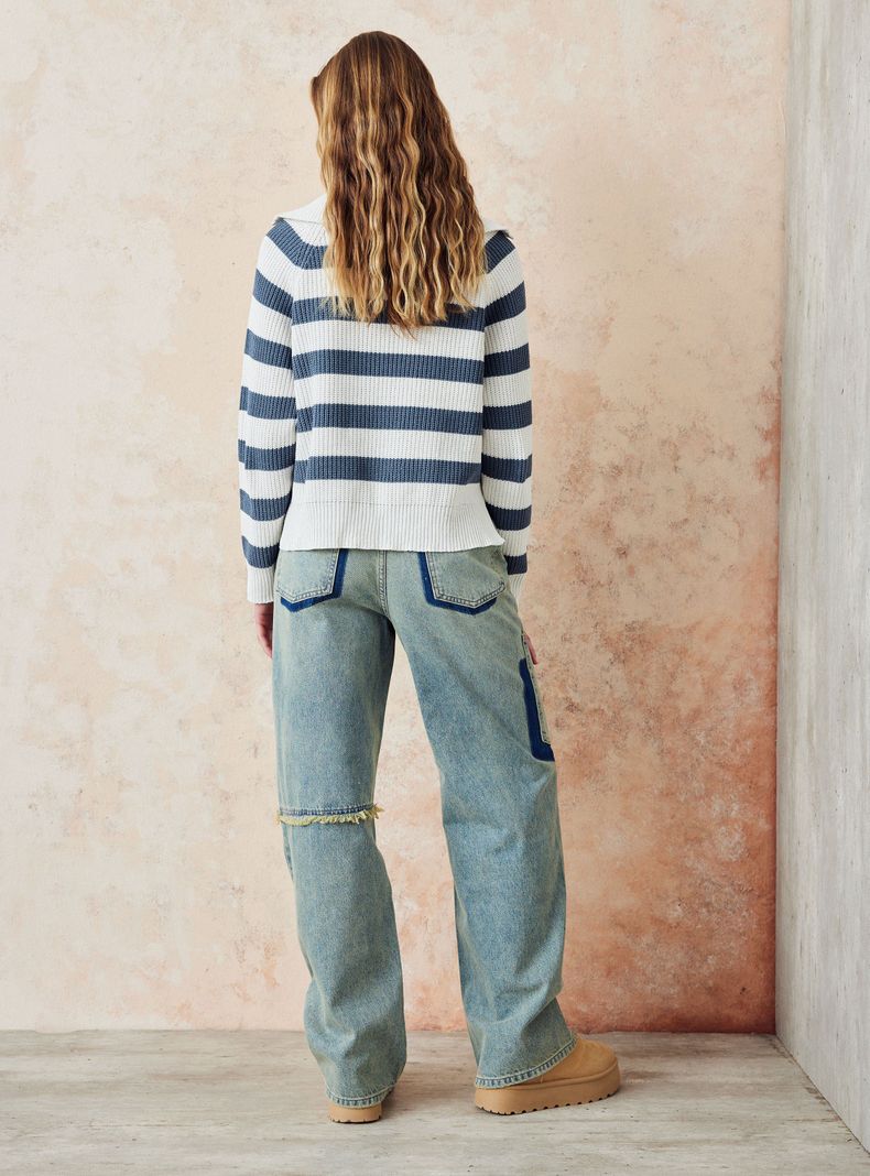 Jeans Sueltos Diseño Bolsillos Parches-5