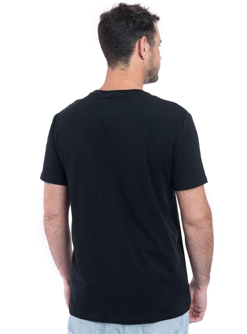 Polera Manga Corta Básica Bolsillo Sólida Negro-1