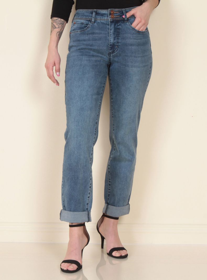 Jeans Recto Tiro Alto Push Up Pretina 2 Botones-0