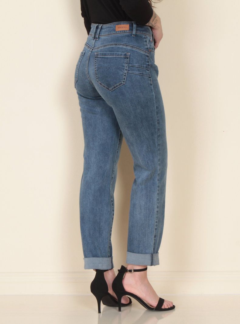 Jeans Recto Tiro Alto Push Up Pretina 2 Botones-1