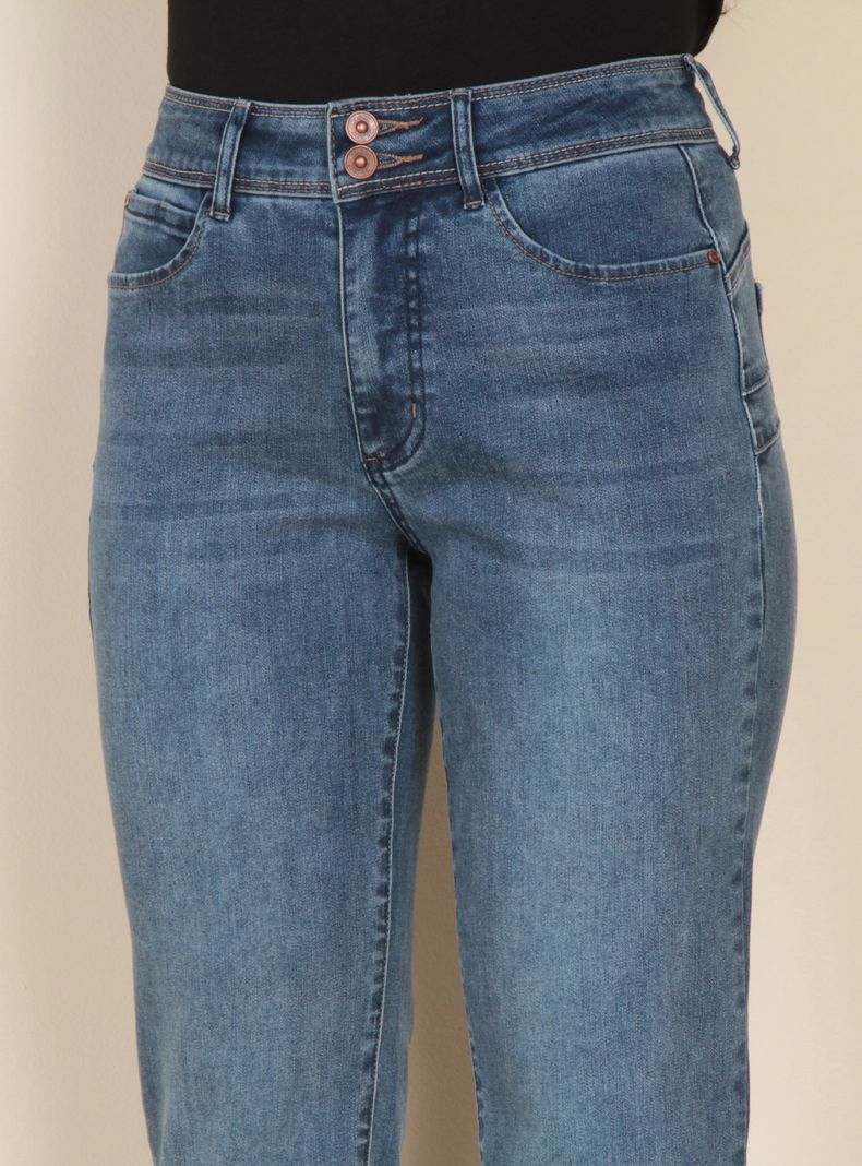 Jeans Recto Tiro Alto Push Up Pretina 2 Botones-2