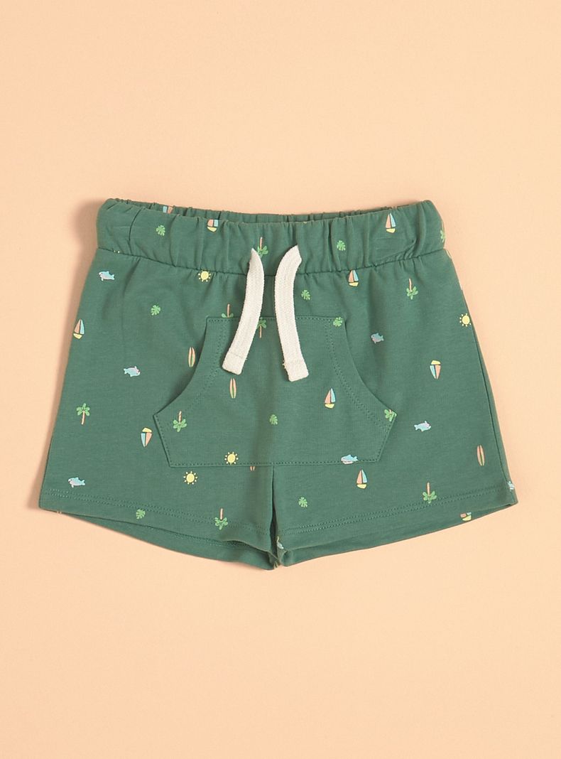 Short con Estampado y Bolsillo Delantero-0