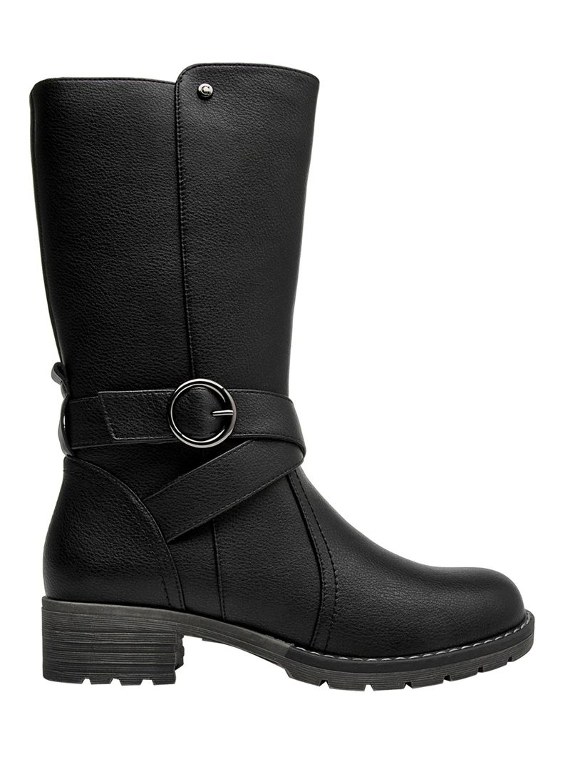 Bota Detalle Hebilla Redonda Cj140 Cuero Mujer-0