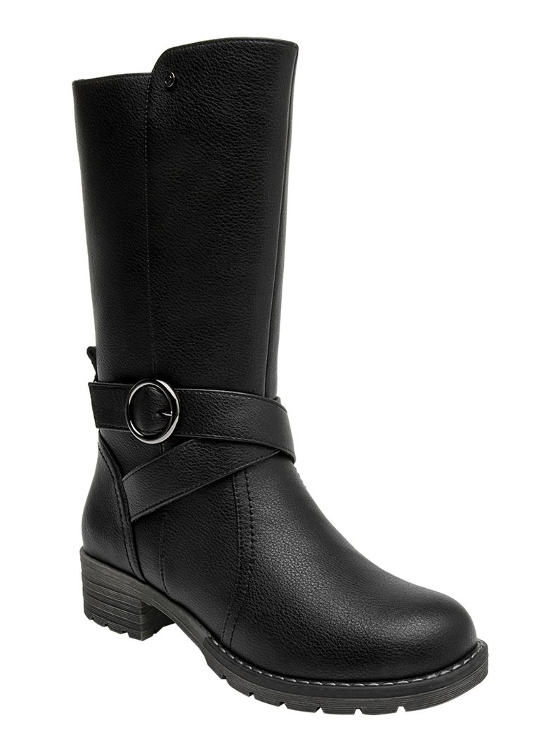 Bota Detalle Hebilla Redonda Cj140 Cuero Mujer-1