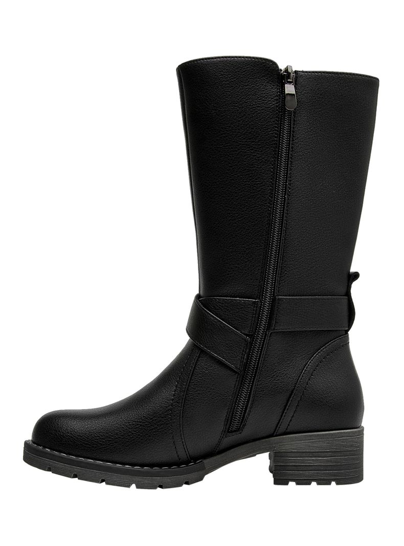 Bota Detalle Hebilla Redonda Cj140 Cuero Mujer-2