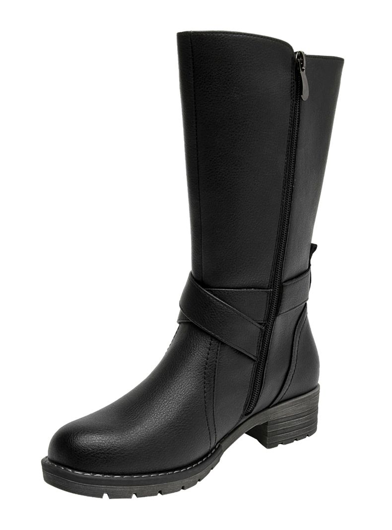 Bota Detalle Hebilla Redonda Cj140 Cuero Mujer-3