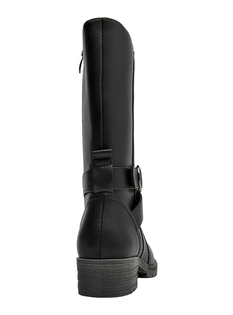Bota Detalle Hebilla Redonda Cj140 Cuero Mujer-4