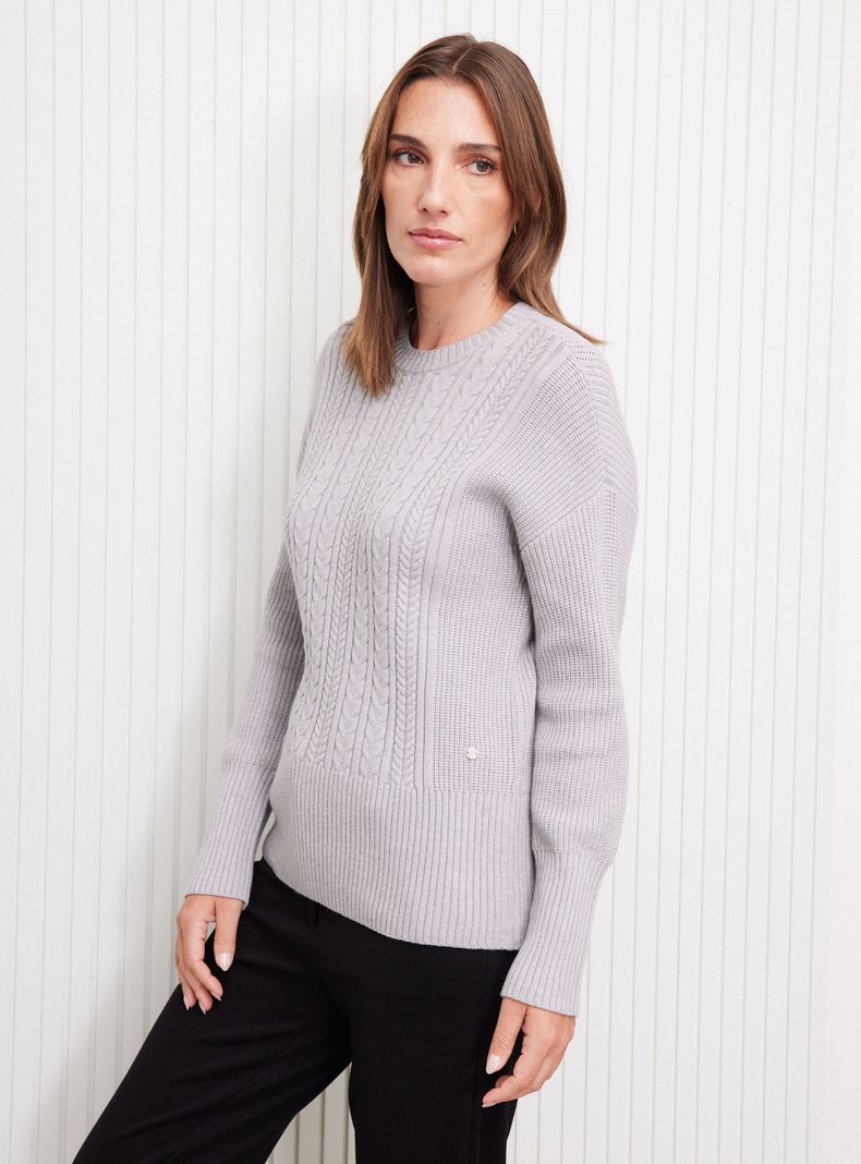 Sweater Cuello Redondo Trenzas en Delantero-0