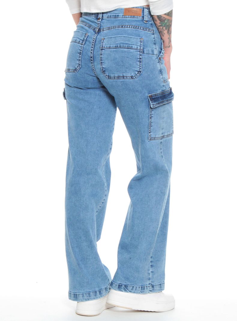 Jeans Recto Cargo Tiro Alto Push Up Pretina-1