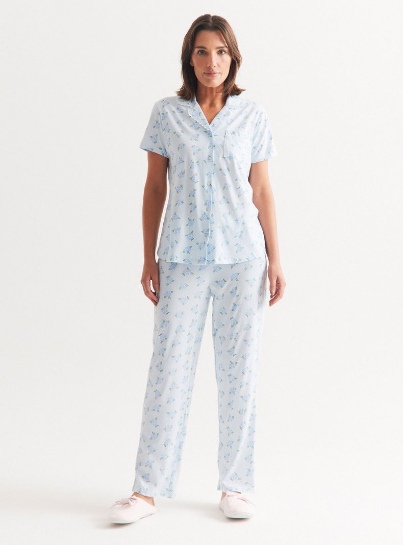 Pijama Camisero Full Print Detalle Encaje-4