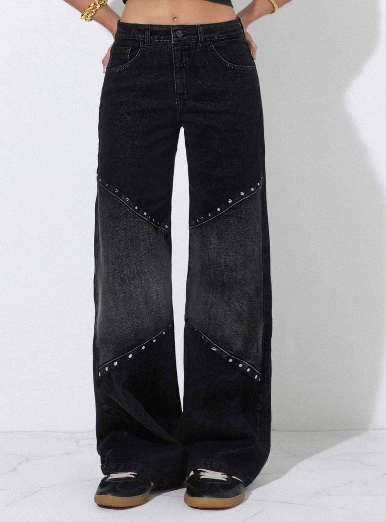 Jeans Pants Cortes Tachas-0