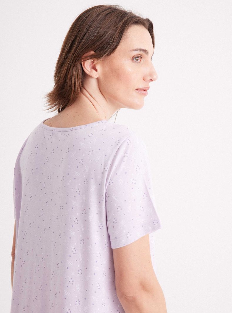 Camisa de Dormir Full Print Escote V con Encaje-3
