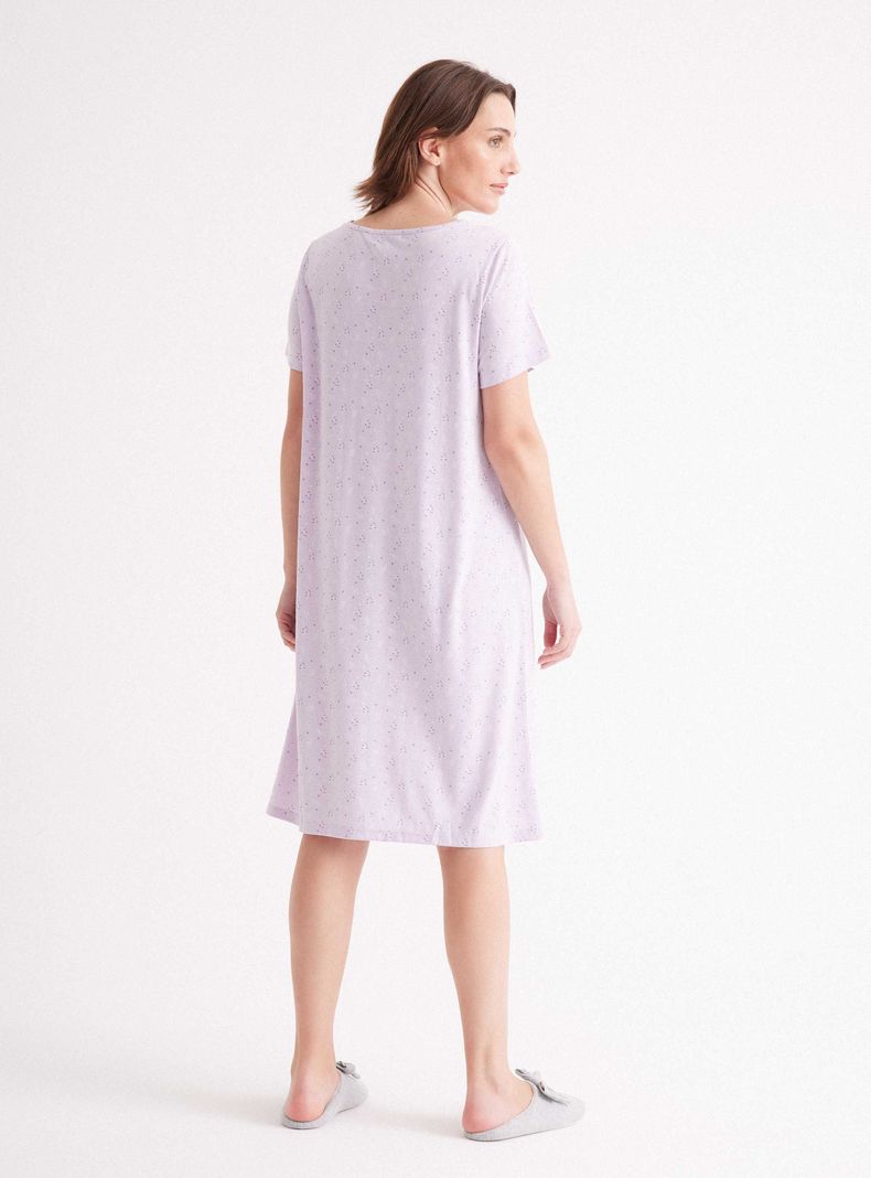 Camisa de Dormir Full Print Escote V con Encaje-5