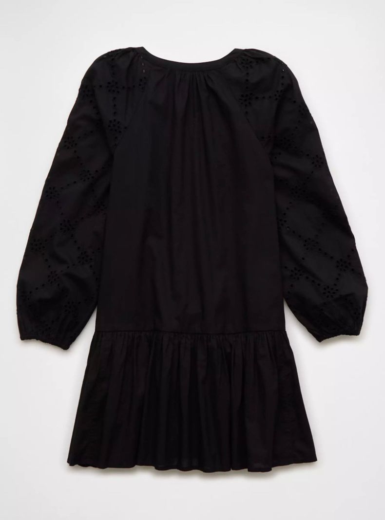 Vestido Ae Corto Estilo Camisero con Cintura Caída-4