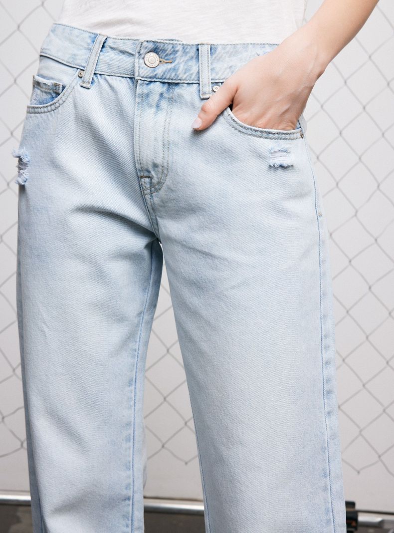 Jeans Recto Lavado de Tiro Medio-2