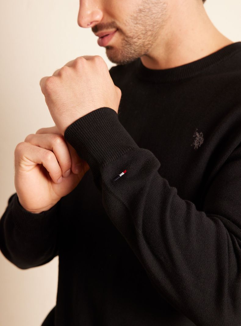 Sweater Básico Cuello Redondo Logo Bordado-3