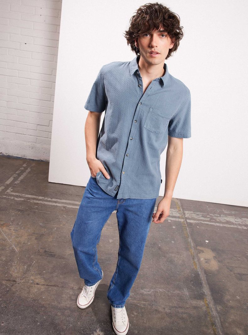 Camisa Texturada Casual Bolsillo Front-4