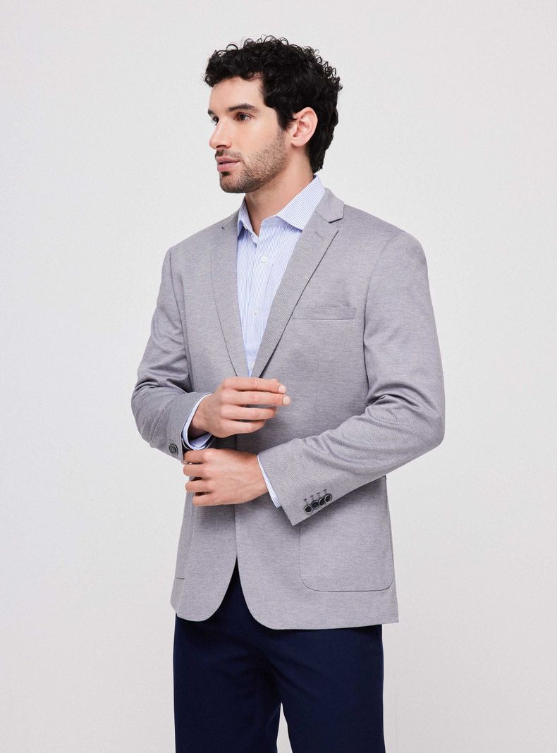 Vestón Recto Knit Gris-0