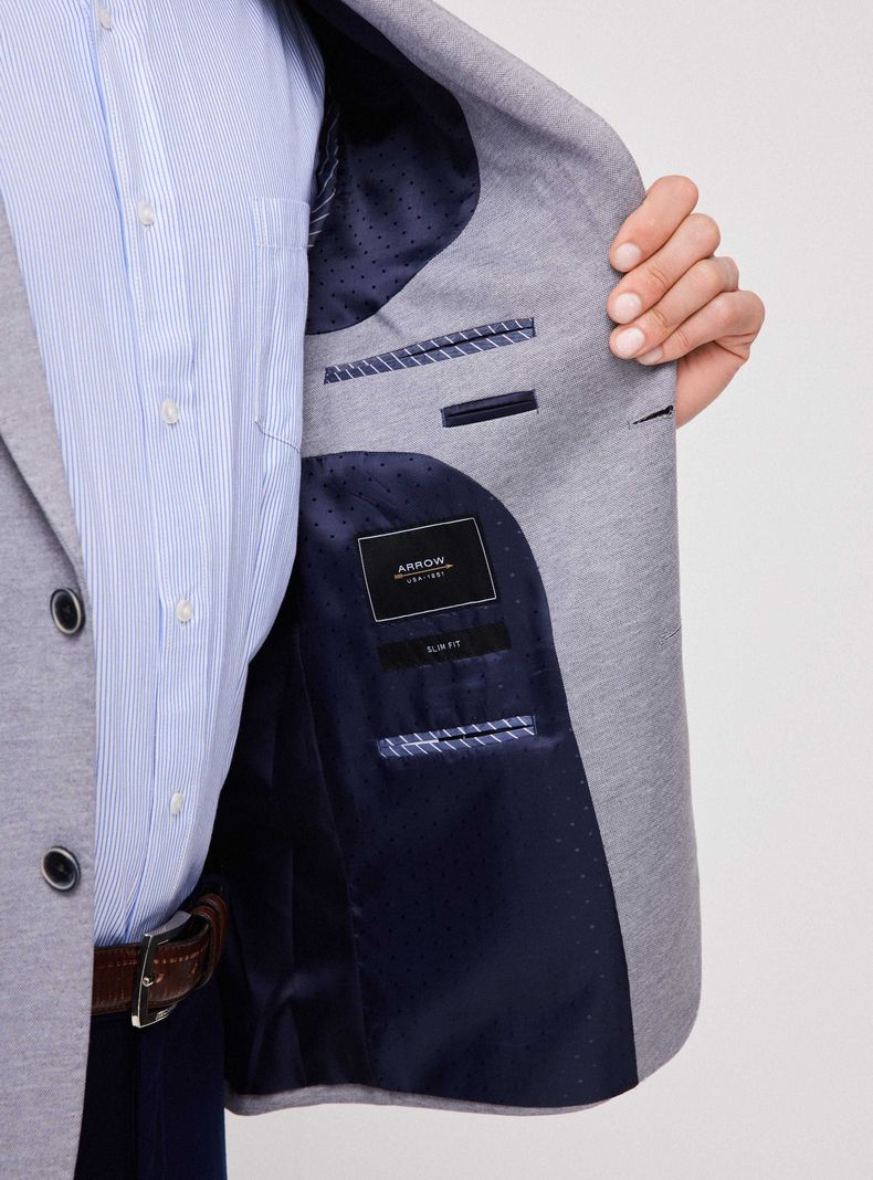 Vestón Recto Knit Gris-3