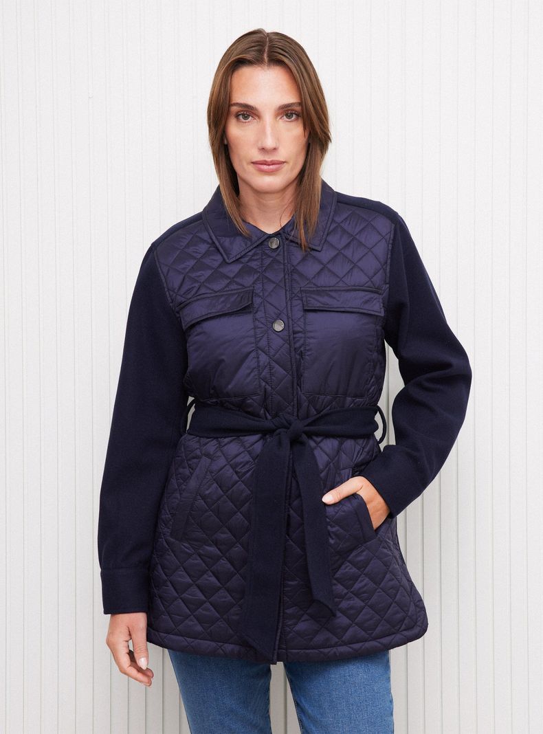 Chaqueta Mix Telas con Lazo Cuello-0