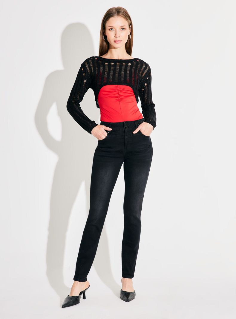 Sweater Manguito Corto Tejido Calado con Lurex-4