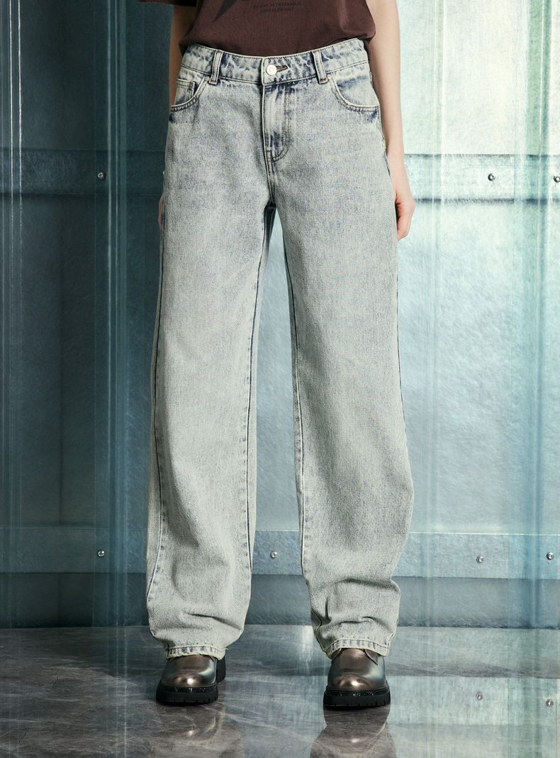 Jeans Pierna Ancha Lavado Medio-0